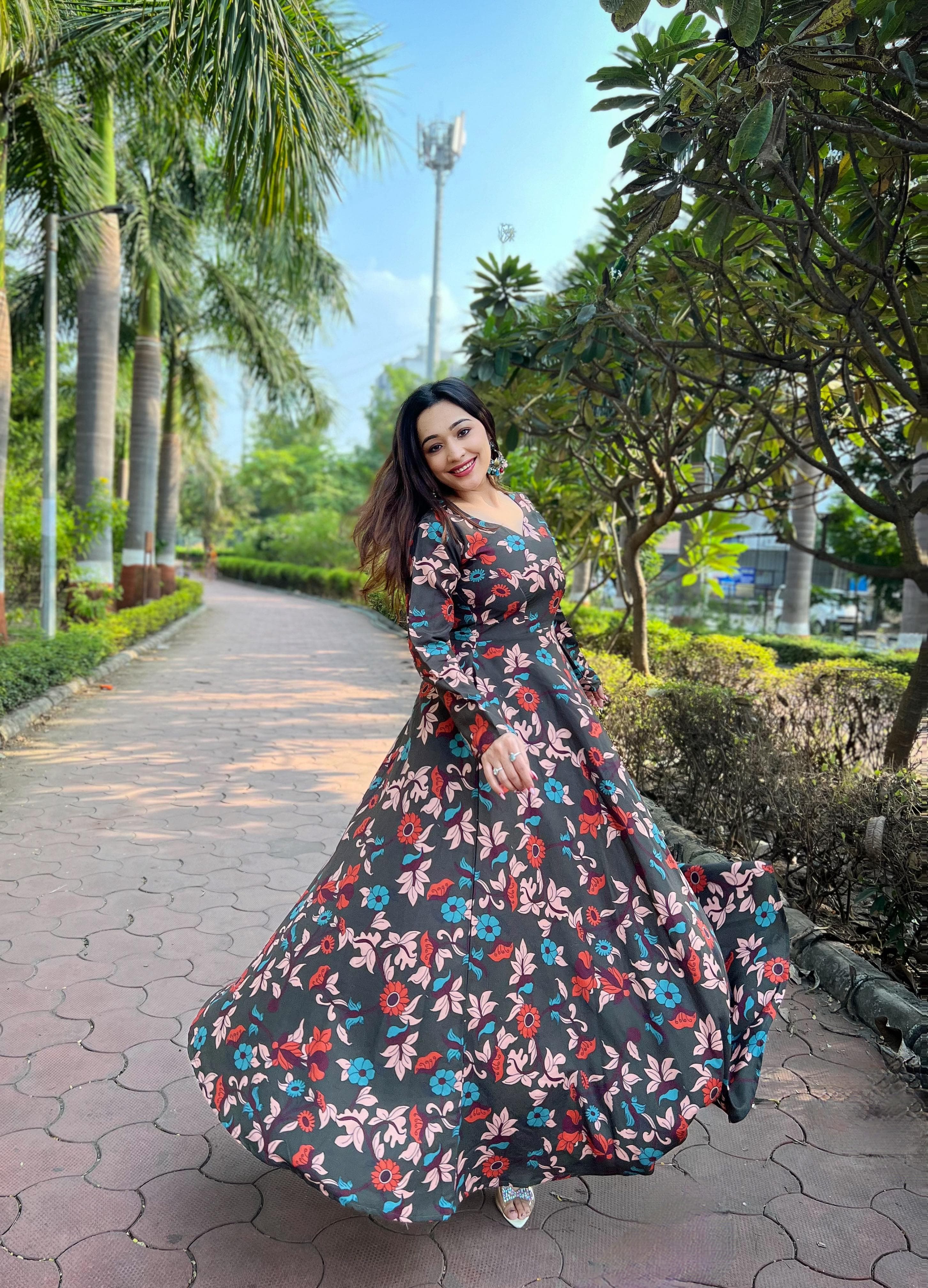 Beautiful Designer Ready To Wear Floral Printed Gown