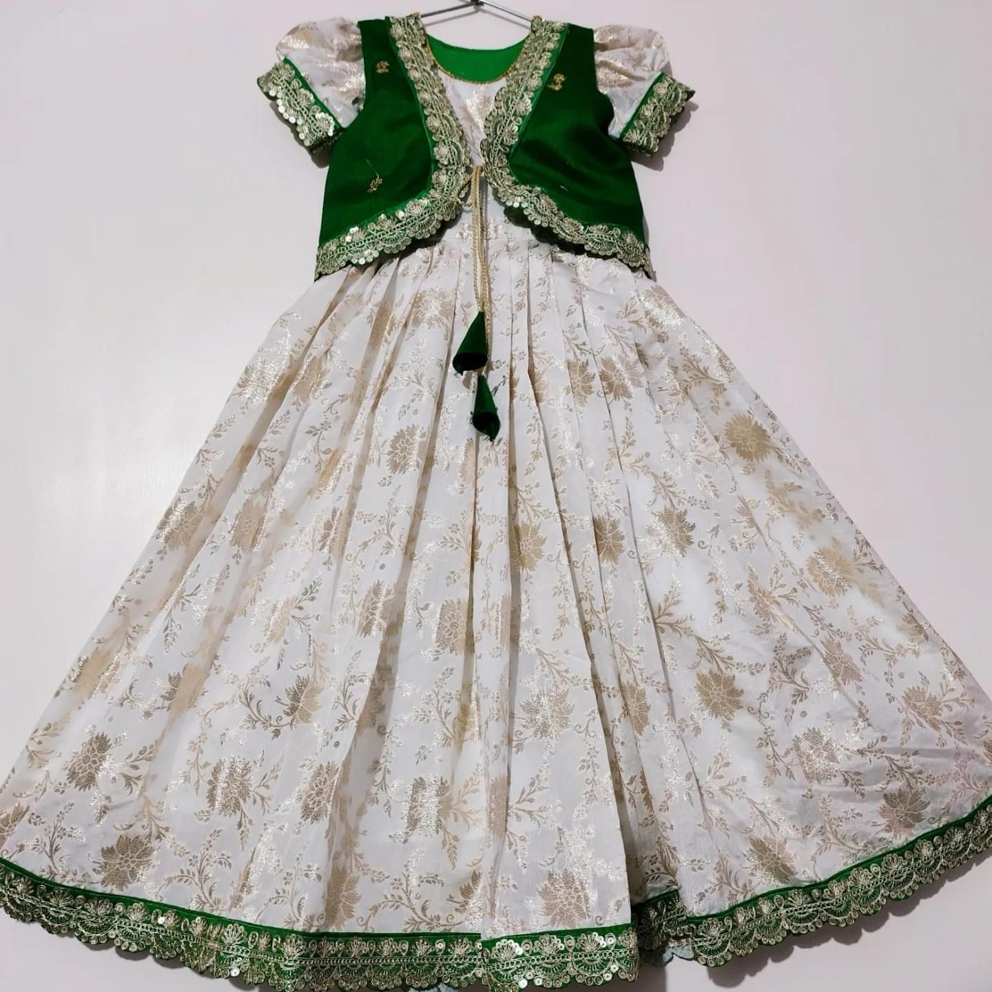 Beautiful Designer Kid's Pure Banarasi Silk Kids Koti Gwon