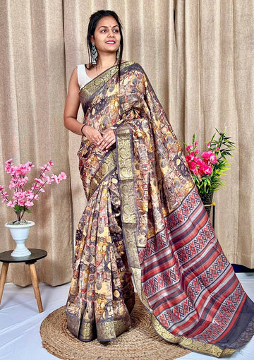 Beautiful Designer Soft Tushar Silk Slub Saree