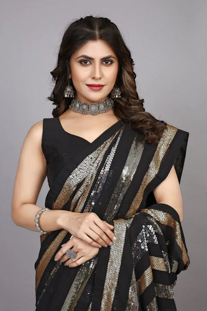 Beautiful Designer Heavy Georgette Sequence Saree