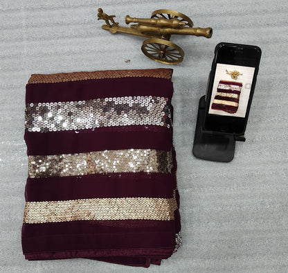 Beautiful Designer Heavy Georgette Sequence Saree