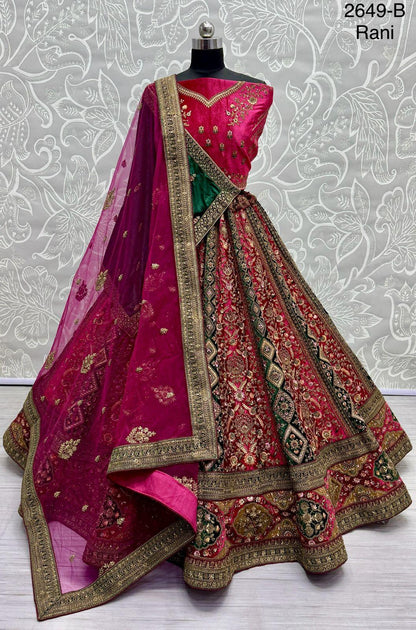 Beautiful Designer Velvet Sequence Dimond work Lehenga Choli