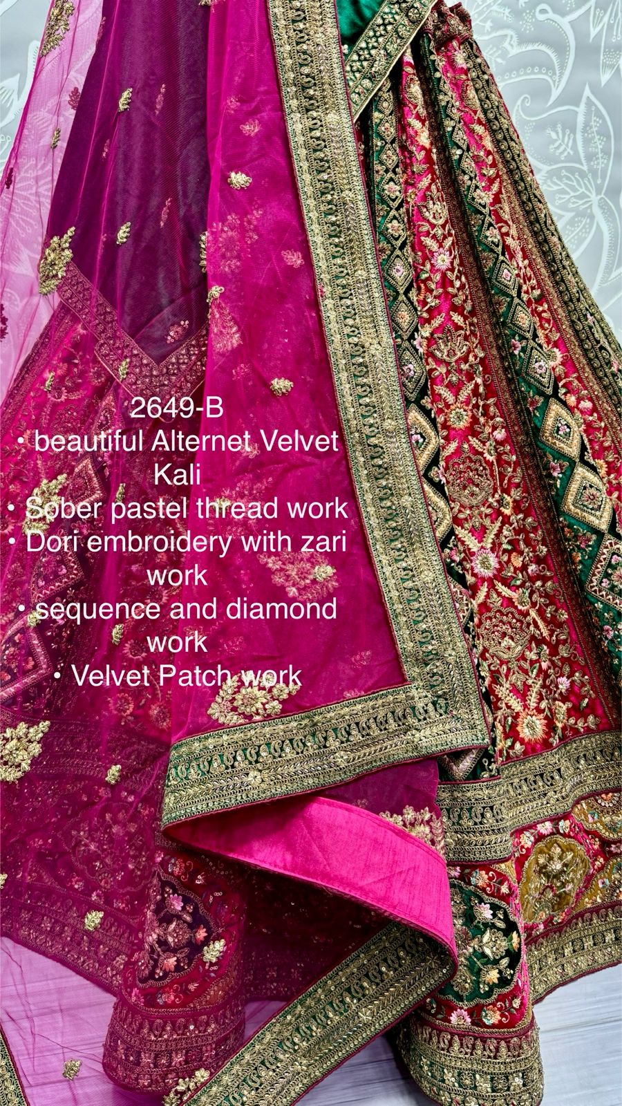 Beautiful Designer Velvet Sequence Dimond work Lehenga Choli