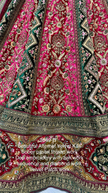 Beautiful Designer Velvet Sequence Dimond work Lehenga Choli