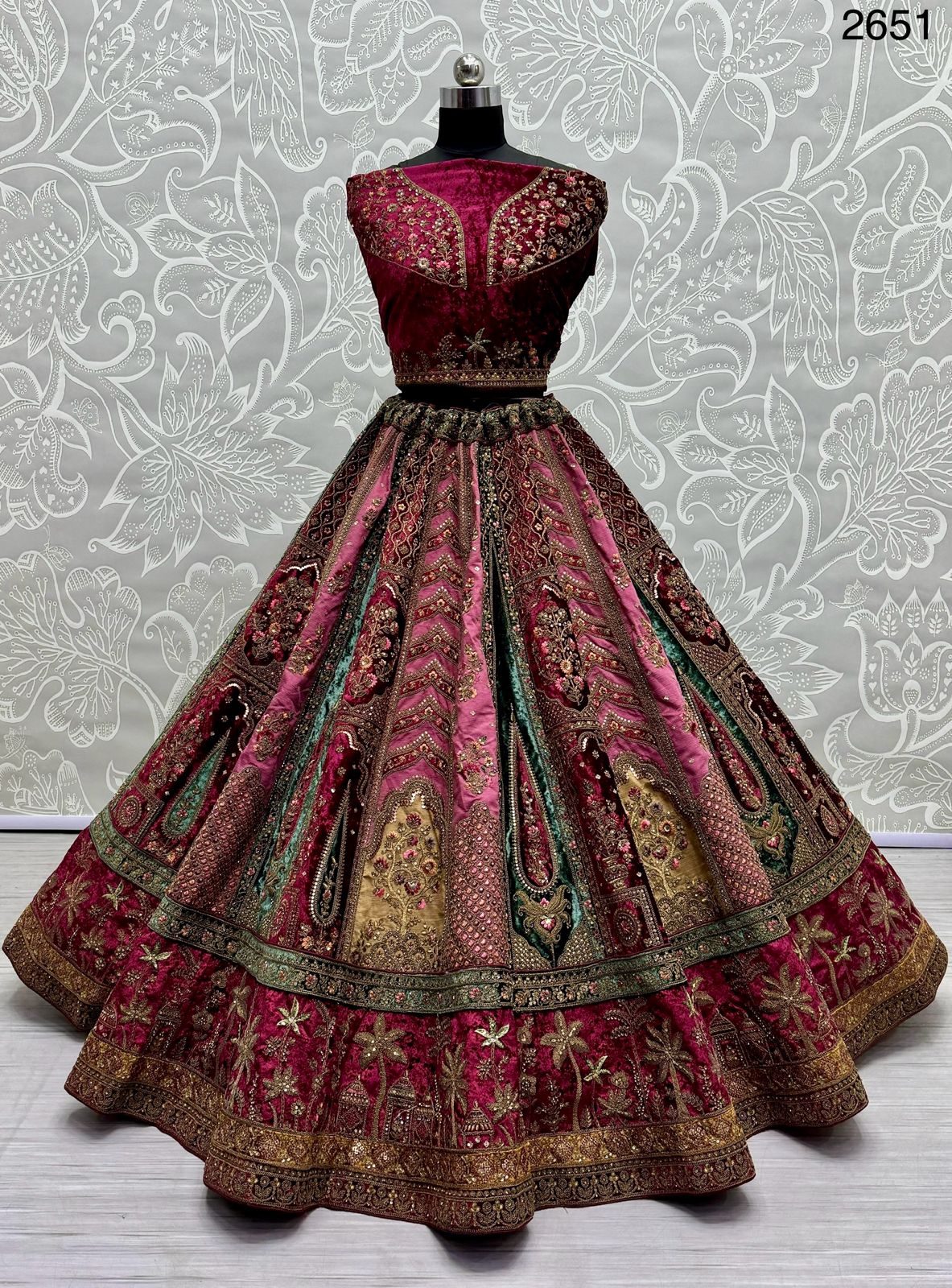 Beautiful Designer Velvet Sequence Dimond work Lehenga Choli