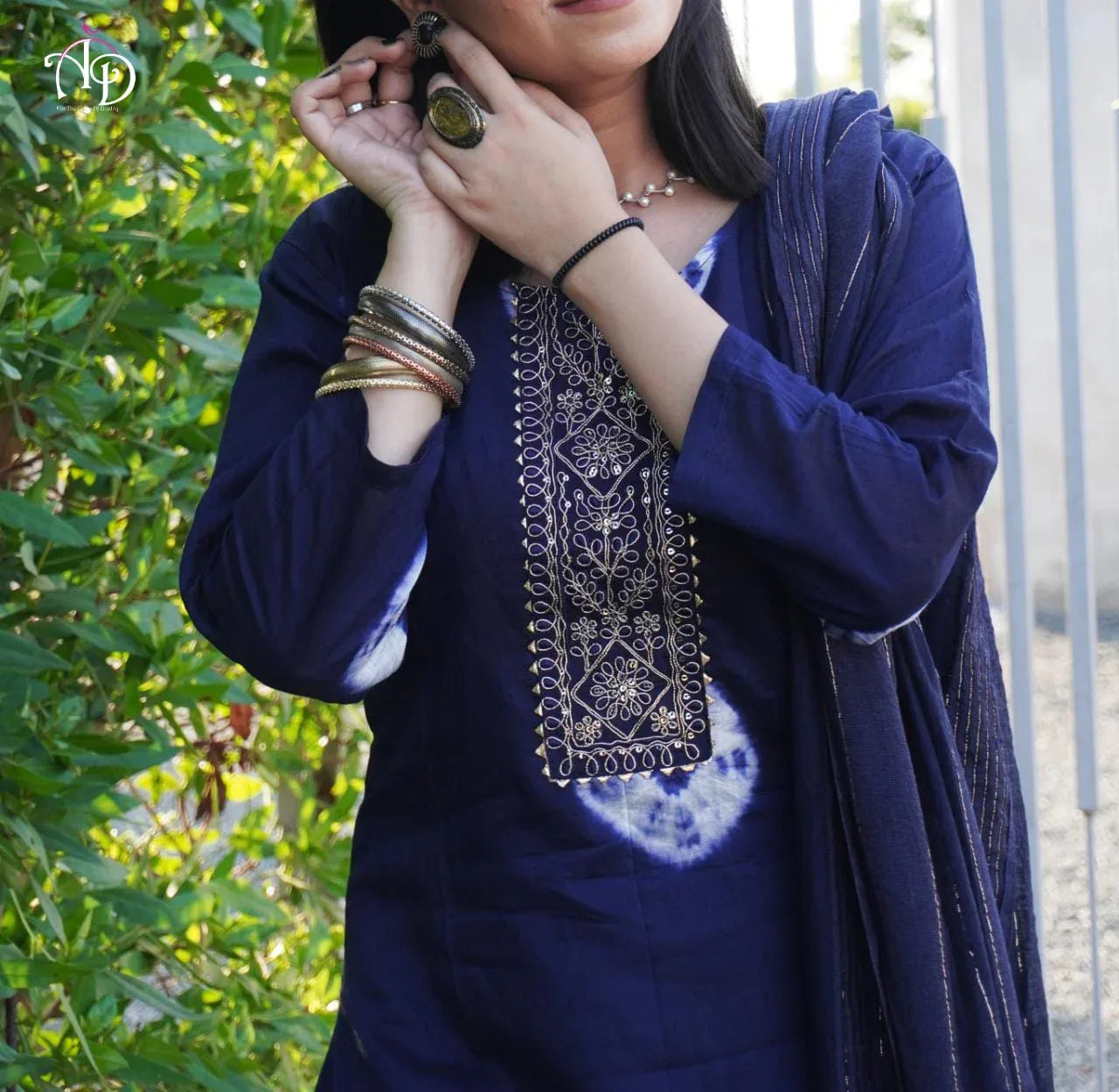 Beautiful Designer Shibori Kurti With Duppata