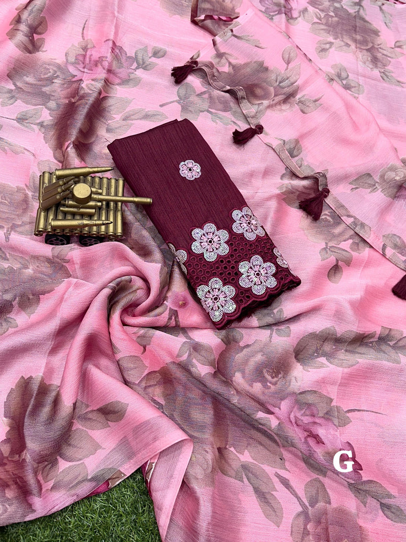 Beautiful Designer Chiffon Braso Saree