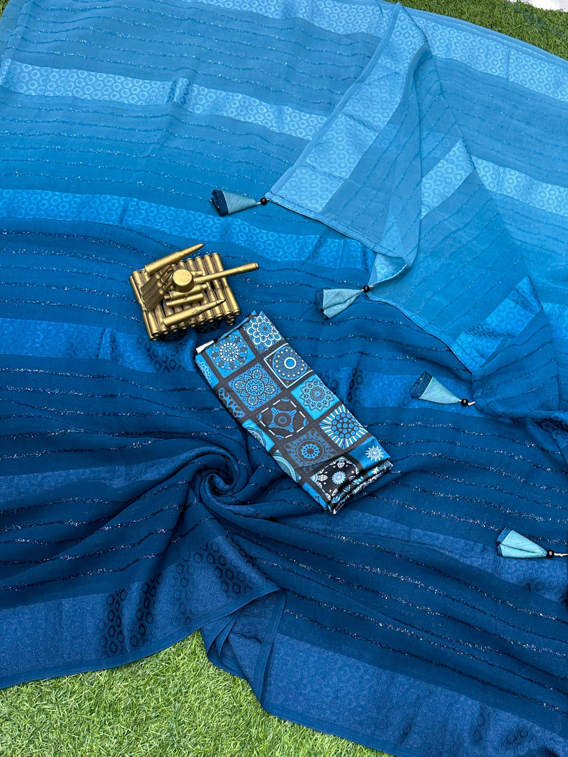 Beautiful Designer Pedding Print Georgette Saree