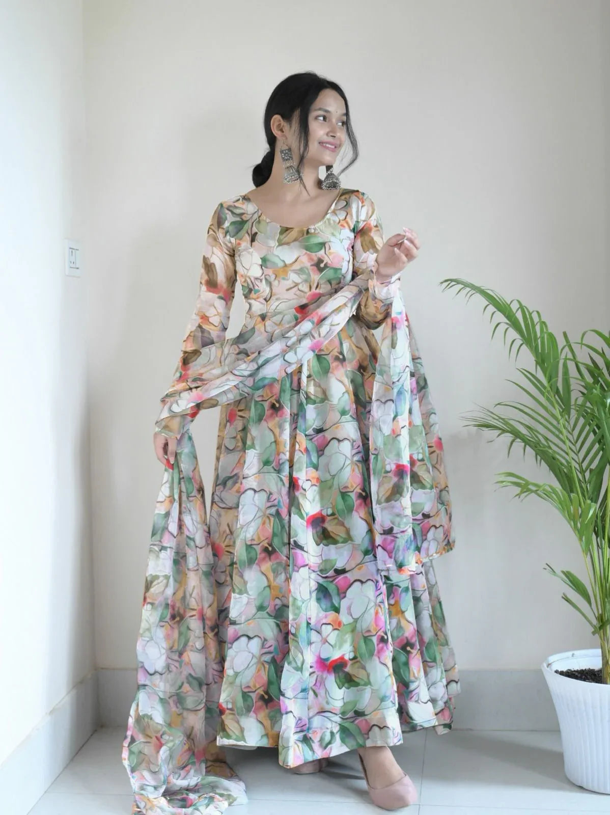 New Party Wear Designer Look Organza Silk Gown