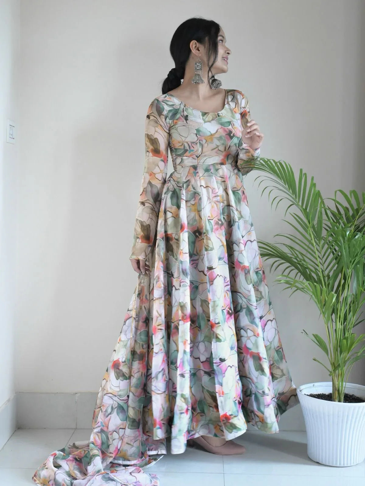 New Party Wear Designer Look Organza Silk Gown