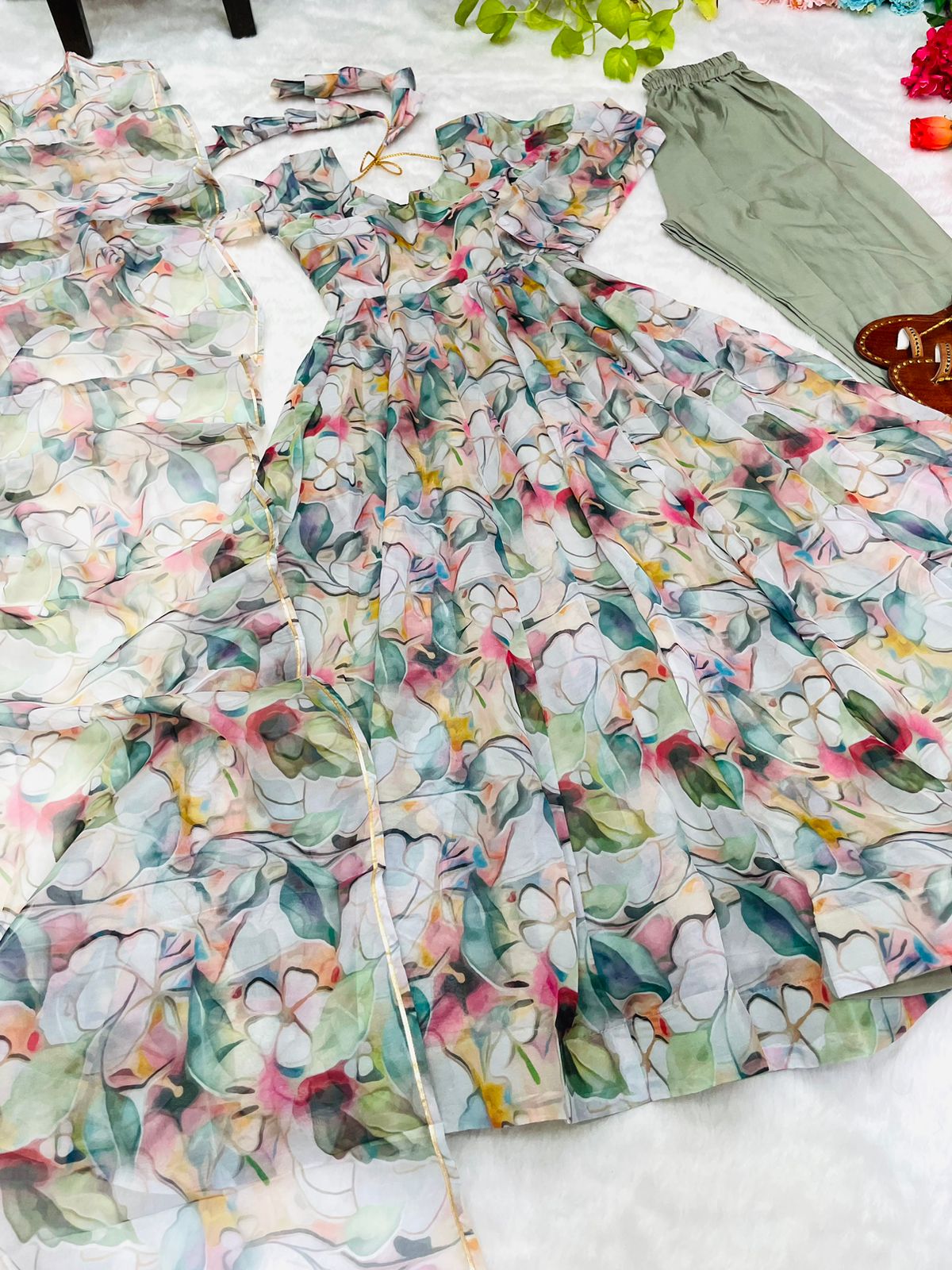 New Party Wear Designer Look Organza Silk Gown