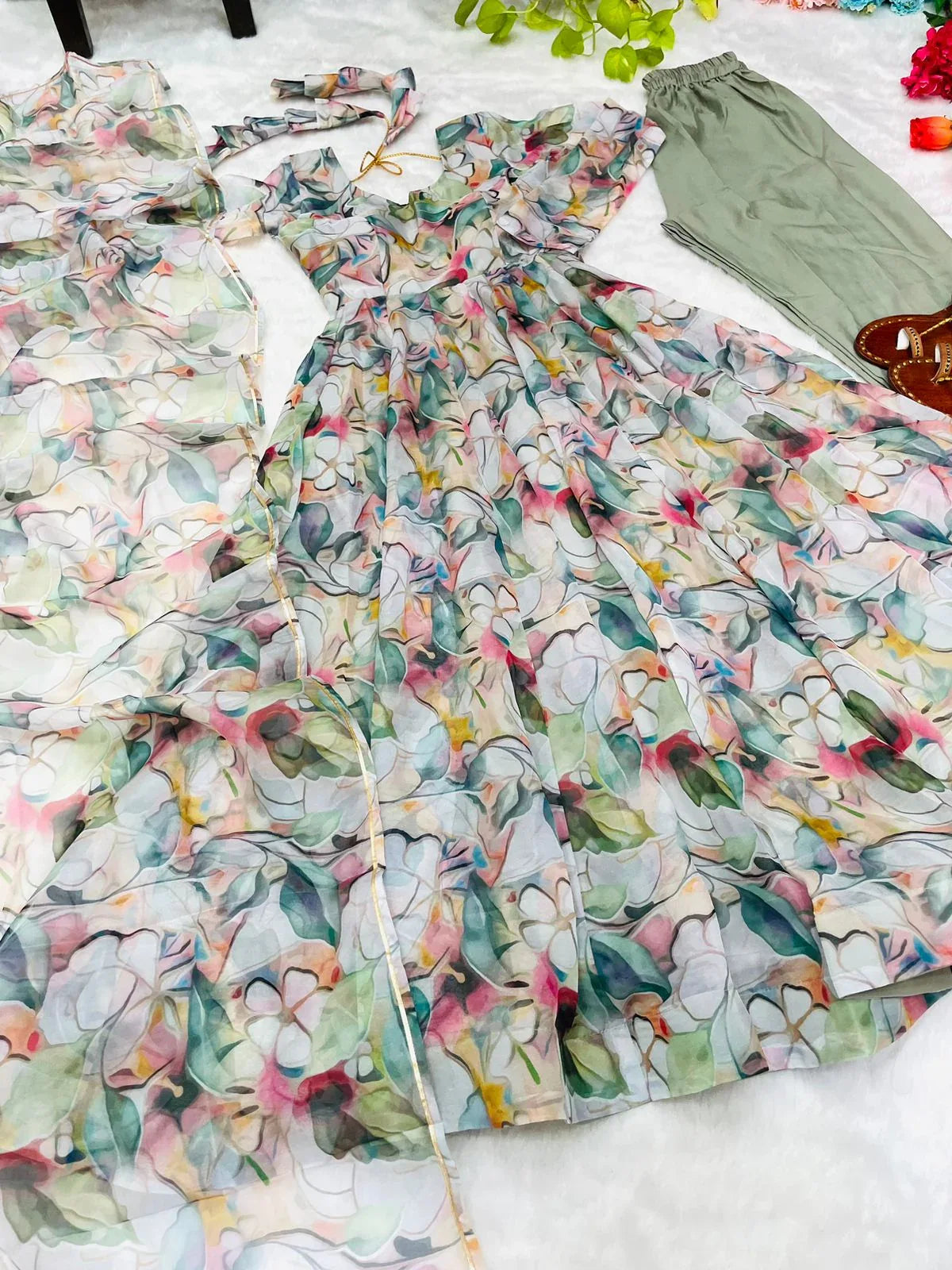 New Party Wear Designer Look Organza Silk Gown