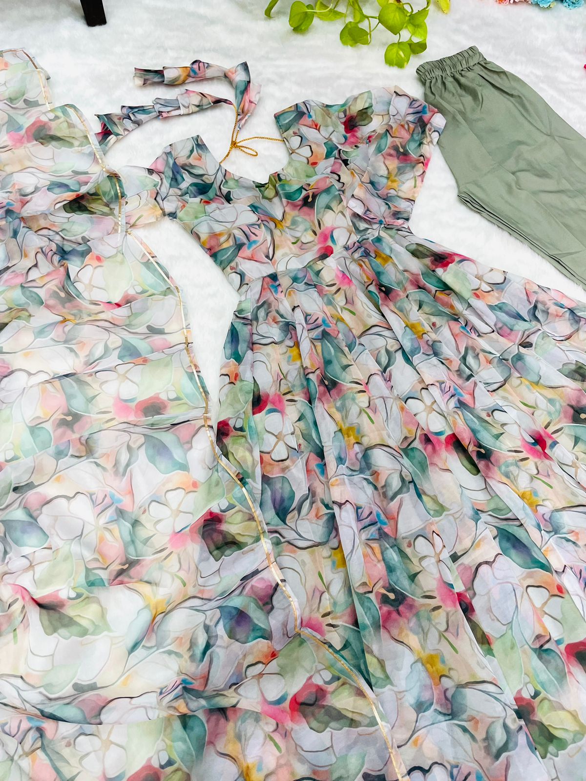 New Party Wear Designer Look Organza Silk Gown