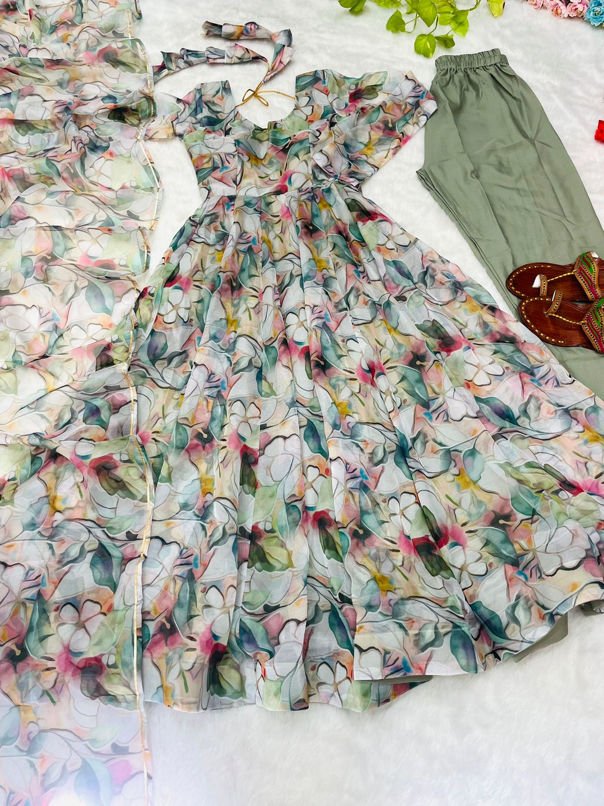 New Party Wear Designer Look Organza Silk Gown