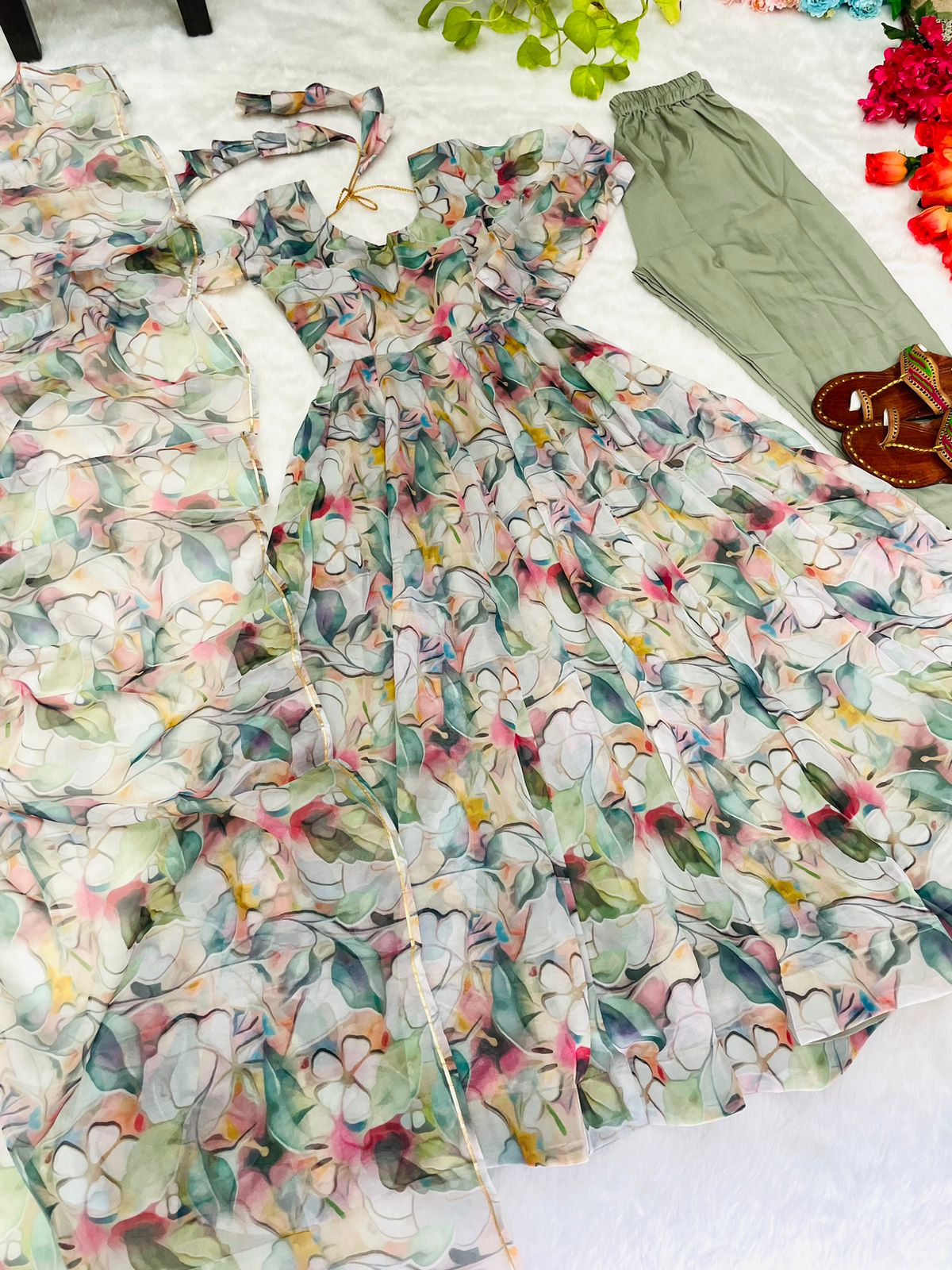 New Party Wear Designer Look Organza Silk Gown