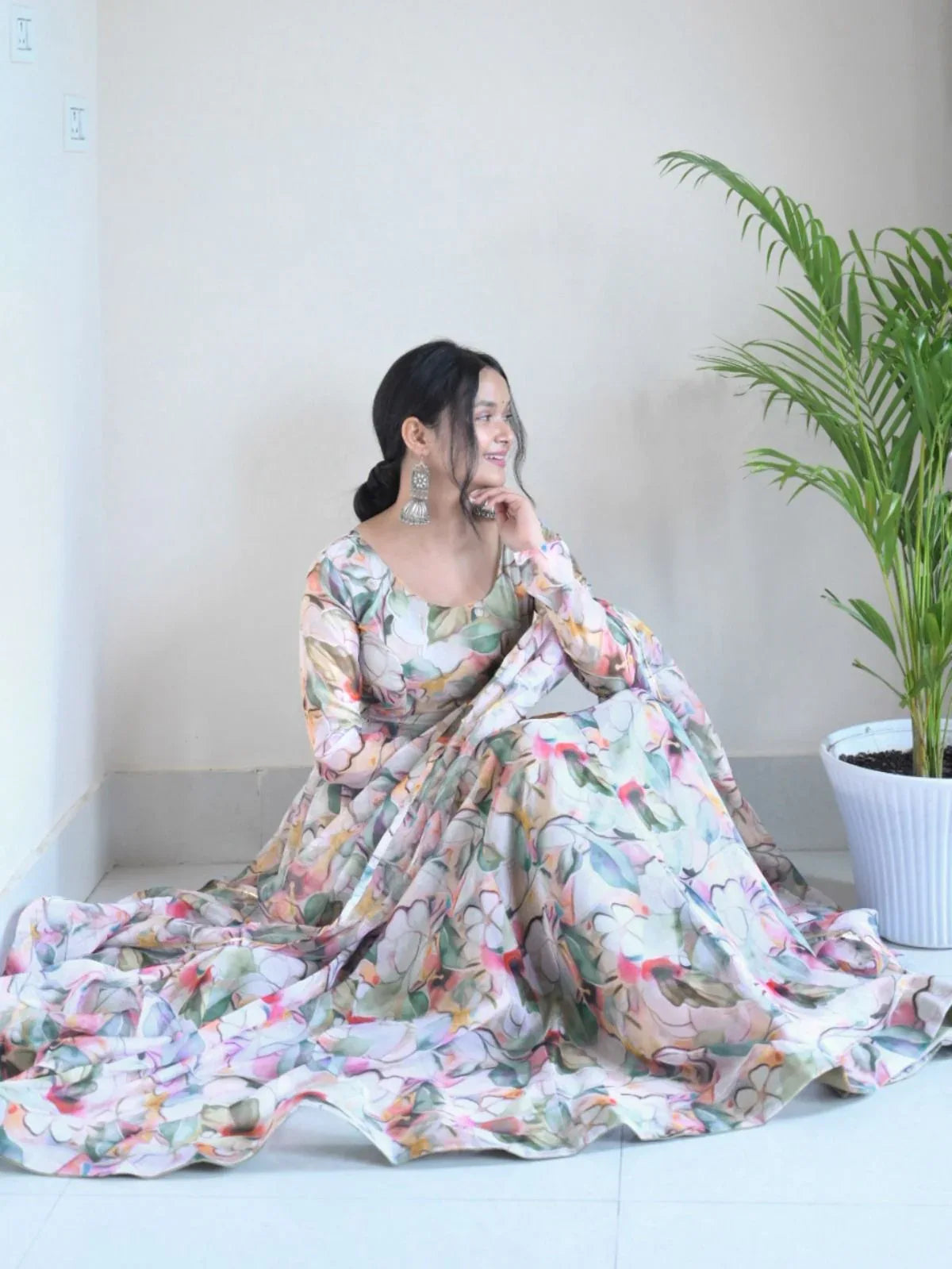 New Party Wear Designer Look Organza Silk Gown