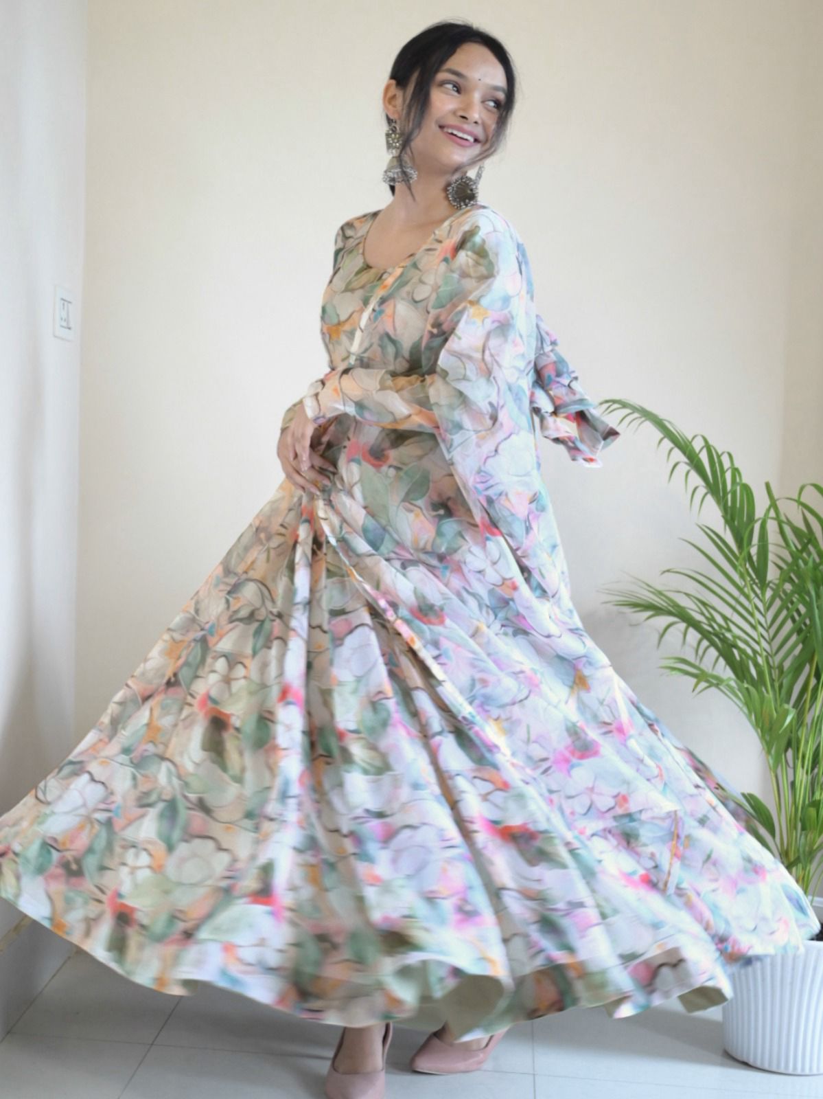 New Party Wear Designer Look Organza Silk Gown