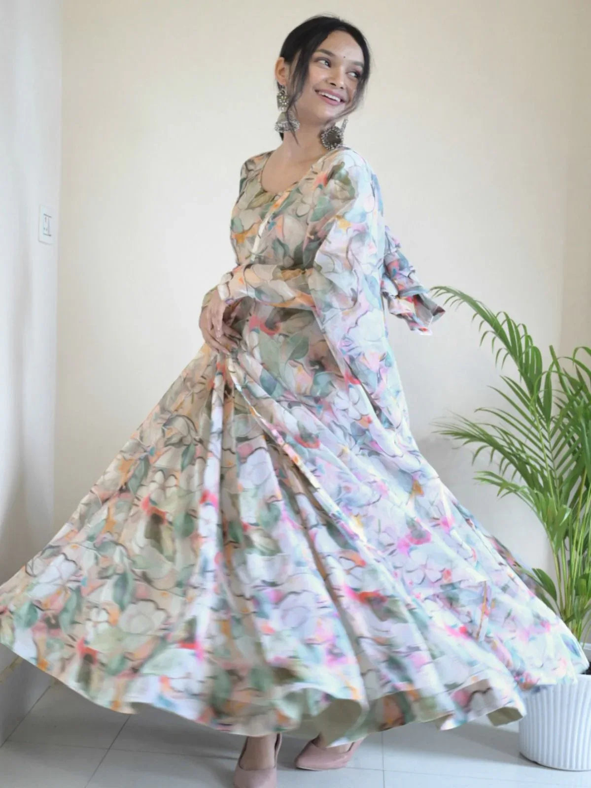 New Party Wear Designer Look Organza Silk Gown