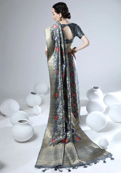 Beautiful Designer Tussar silk Jamdani Weaving Saree