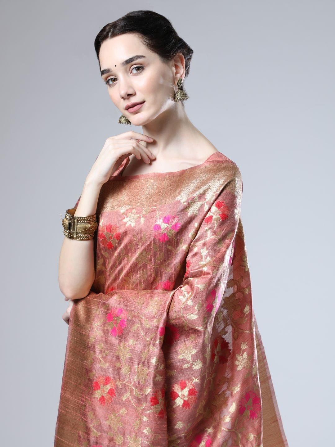 Beautiful Designer Tussar silk Jamdani Weaving Saree
