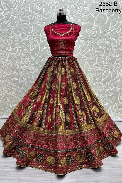 Beautiful Designer Heavy Velvet Sequence Dimond work Lehenga Choli