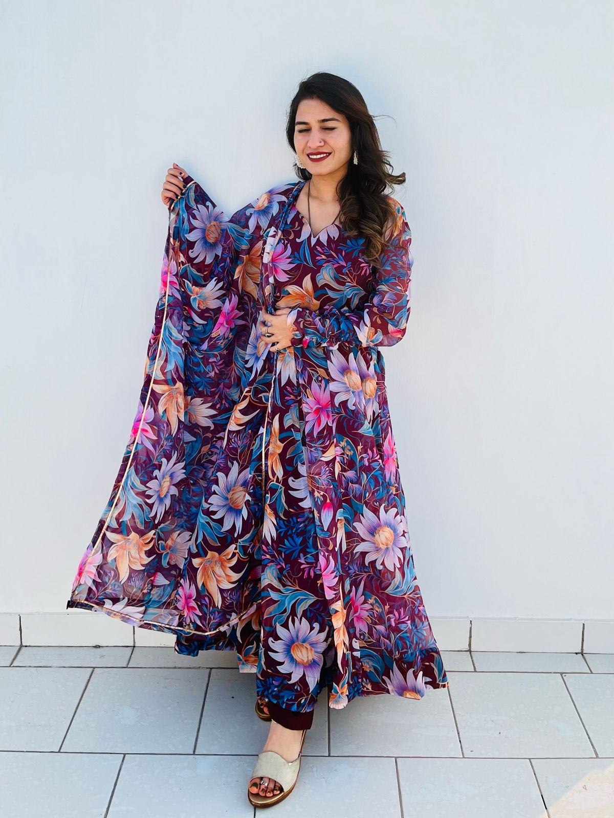 Party Wear Look Organza Taby Silk Gown