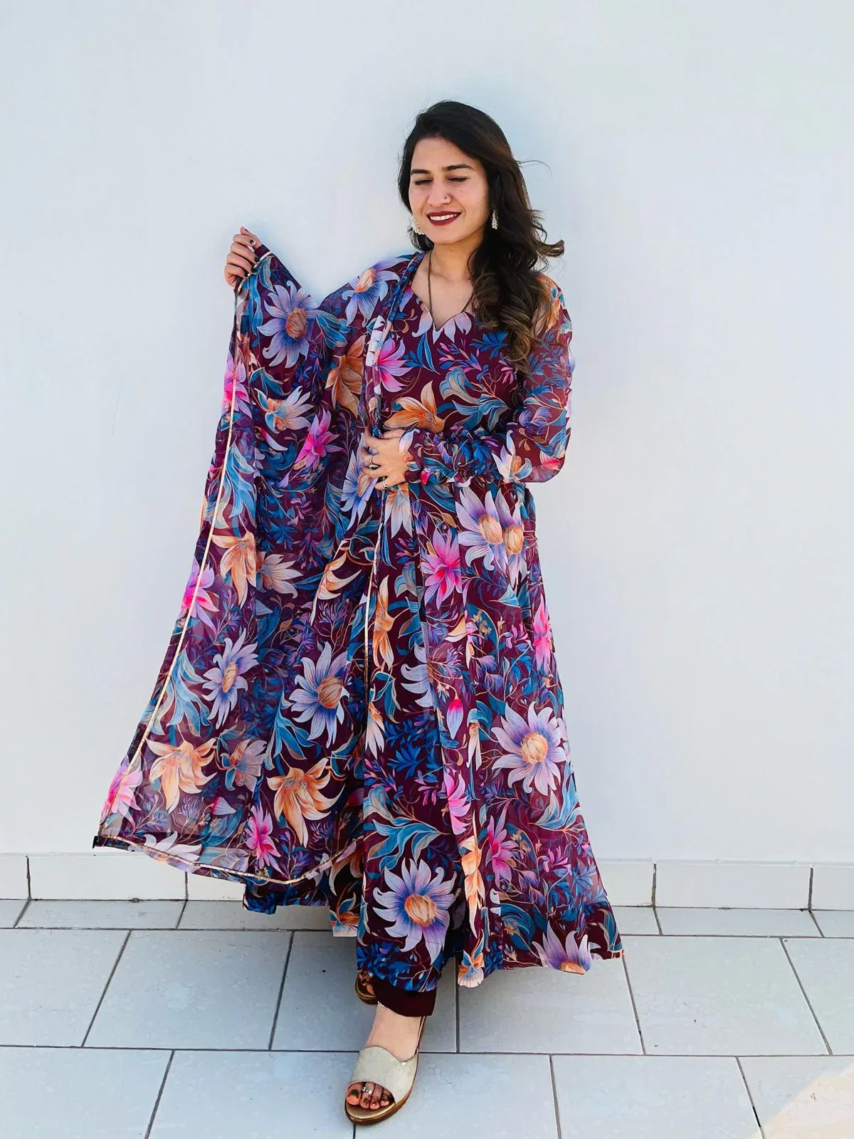 Party Wear Look Organza Taby Silk Gown