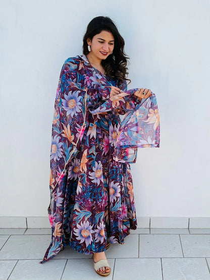 Party Wear Look Organza Taby Silk Gown
