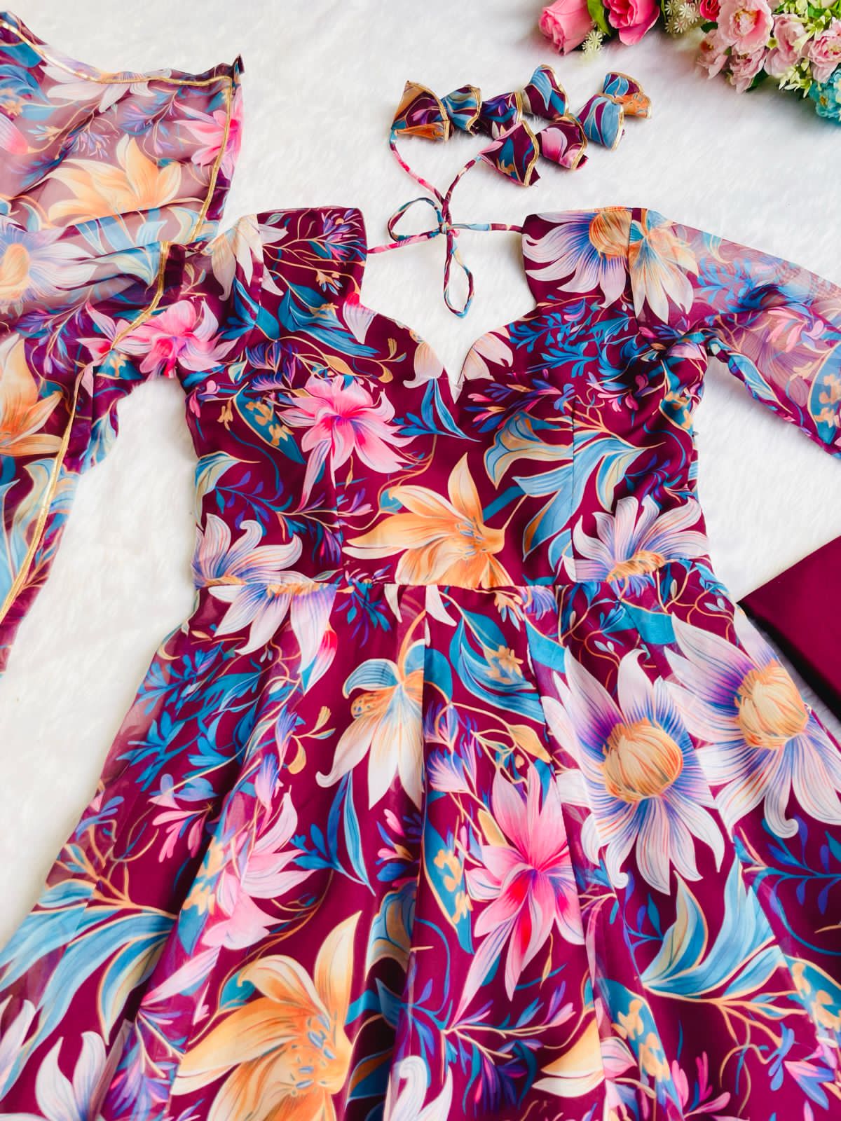 Party Wear Look Organza Taby Silk Gown