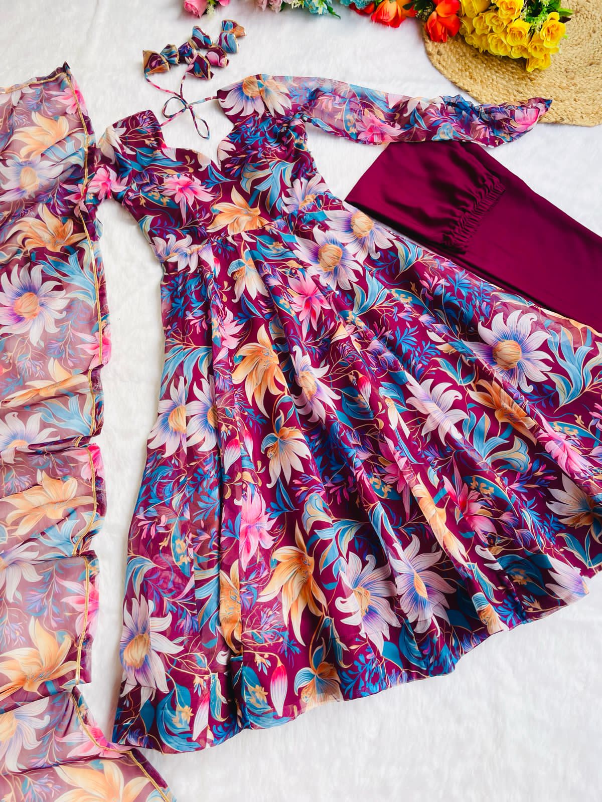 Party Wear Look Organza Taby Silk Gown