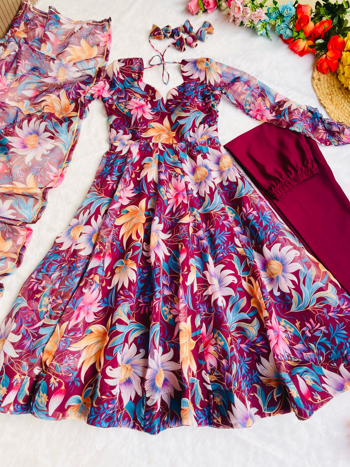 Party Wear Look Organza Taby Silk Gown