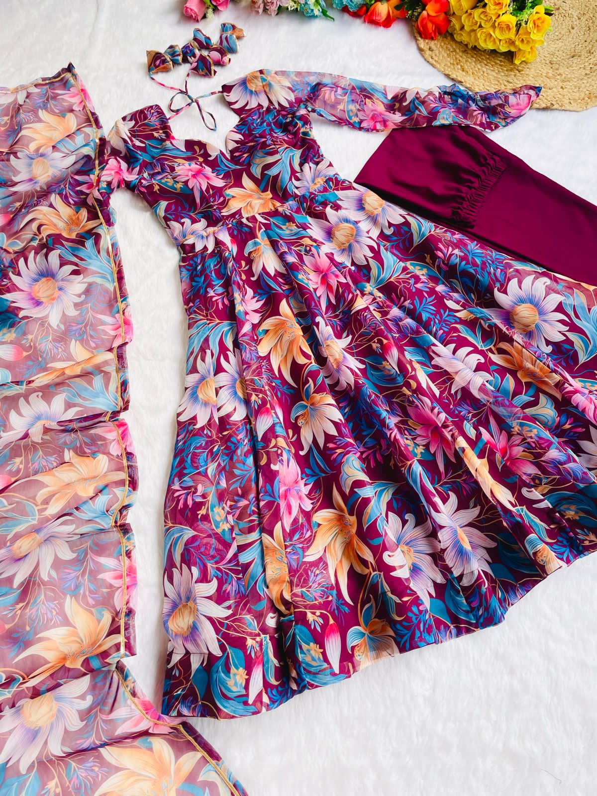 Party Wear Look Organza Taby Silk Gown