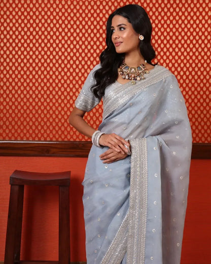 Beautiful Designer Organza Silk Saree