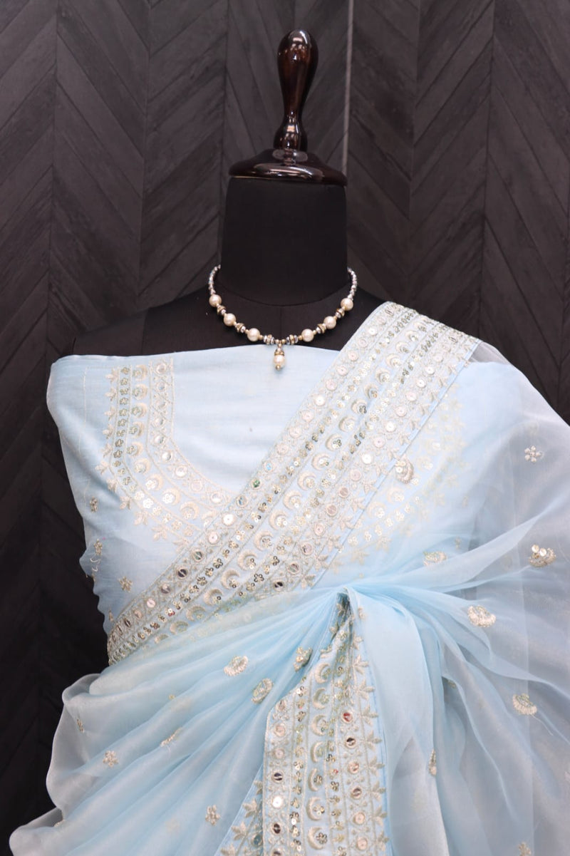 Beautiful Designer Organza Silk Saree