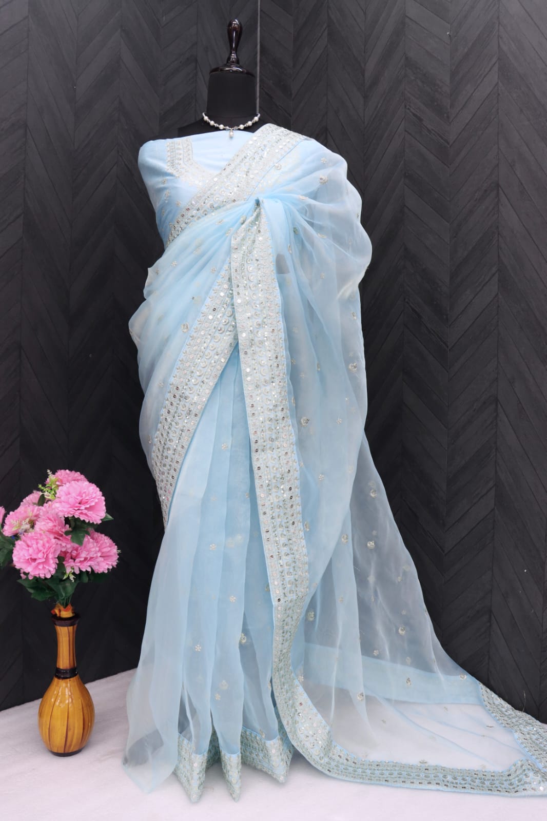Beautiful Designer Organza Silk Saree