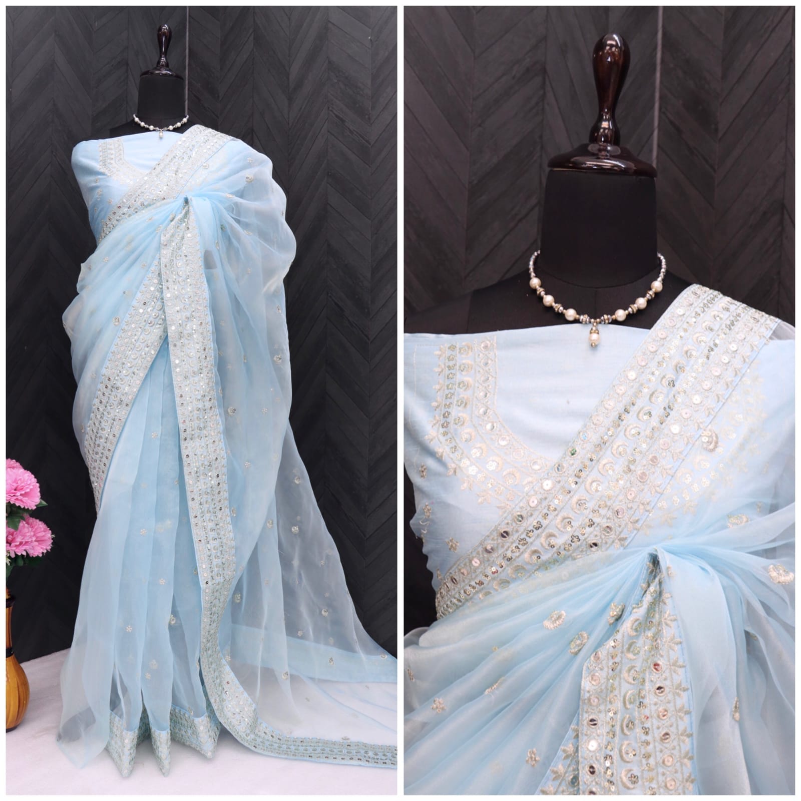 Beautiful Designer Organza Silk Saree