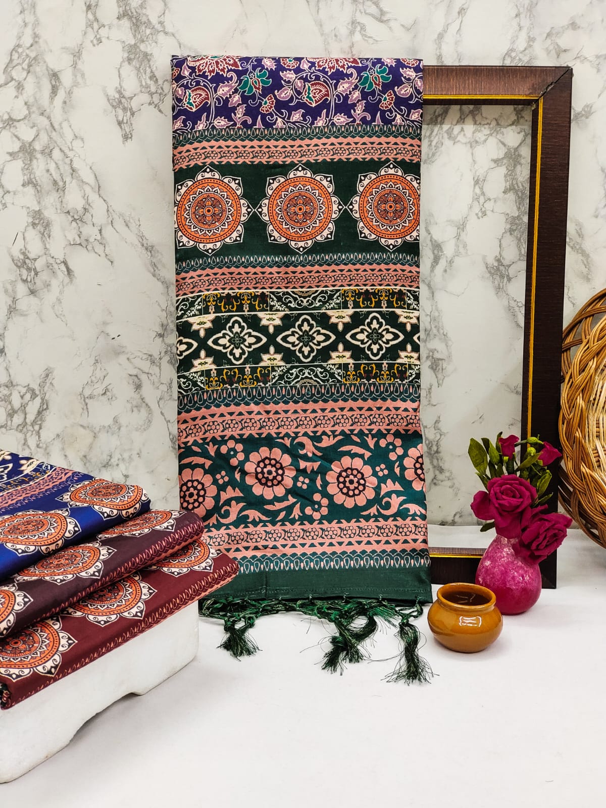 Beautiful Designer Soft Kalamkari Print Tussar Silk Saree