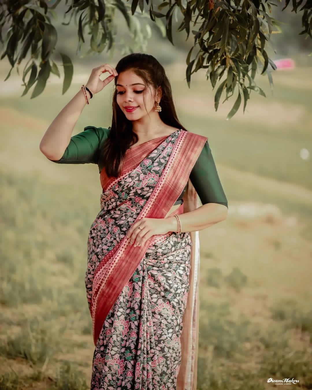 Beautiful Designer Soft Kalamkari Print Tussar Silk Saree