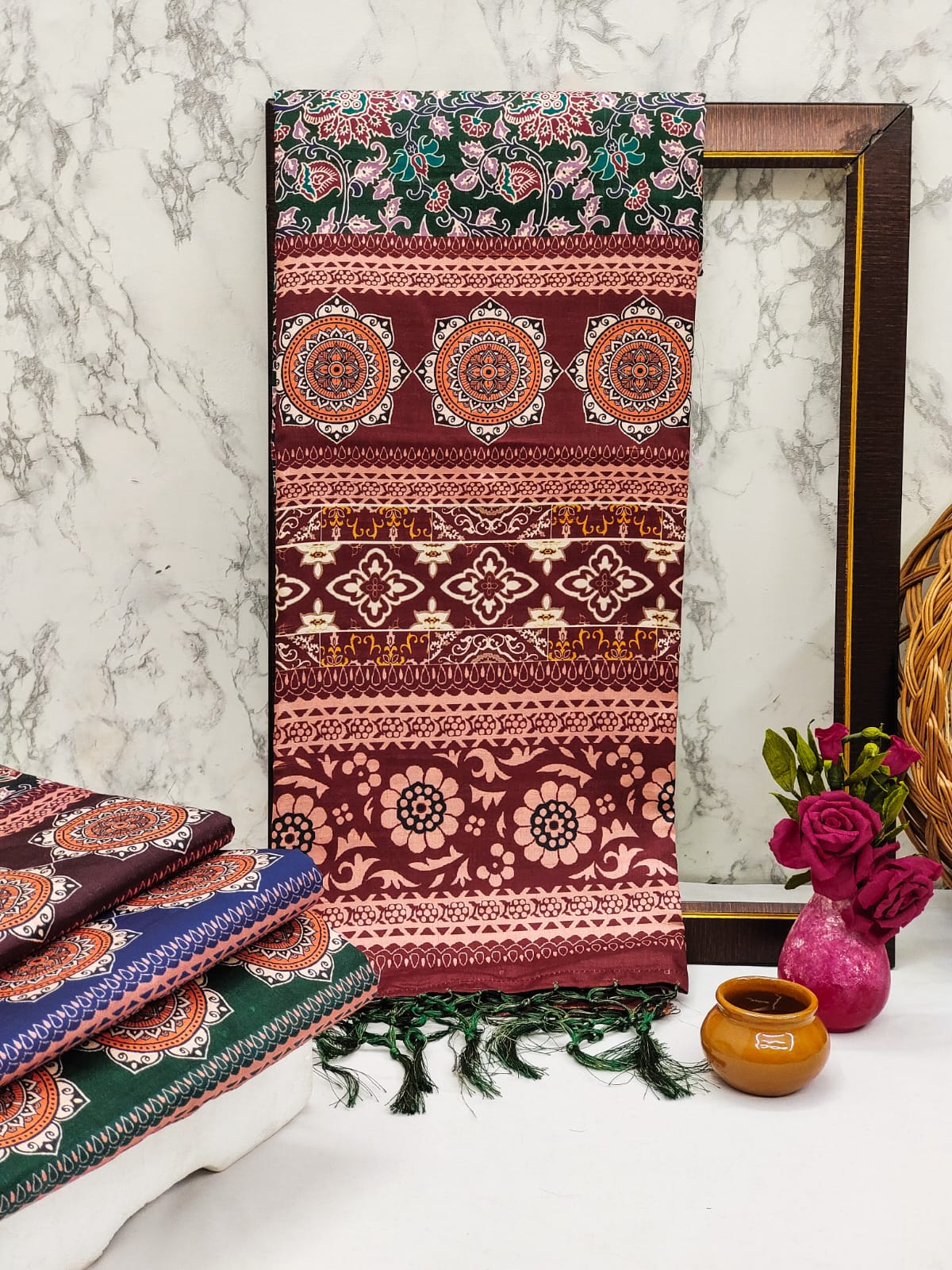 Beautiful Designer Soft Kalamkari Print Tussar Silk Saree