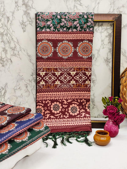 Beautiful Designer Soft Kalamkari Print Tussar Silk Saree