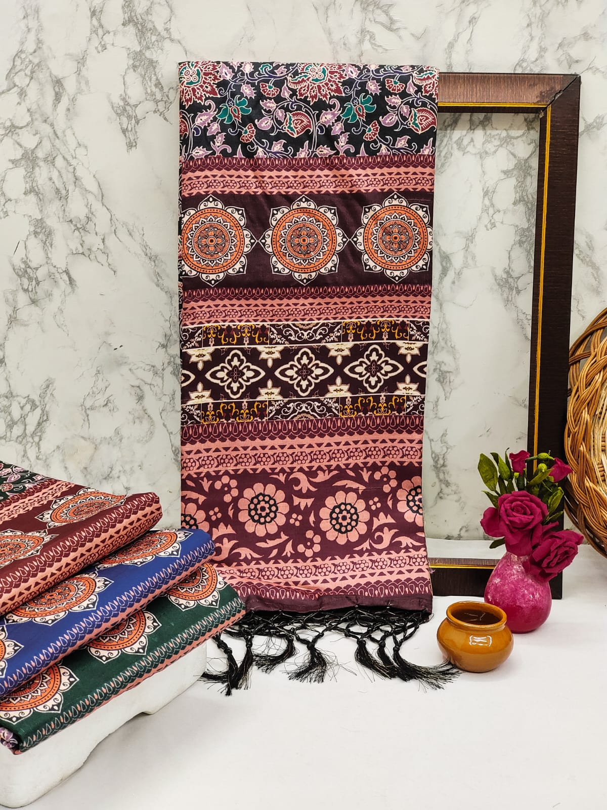 Beautiful Designer Soft Kalamkari Print Tussar Silk Saree