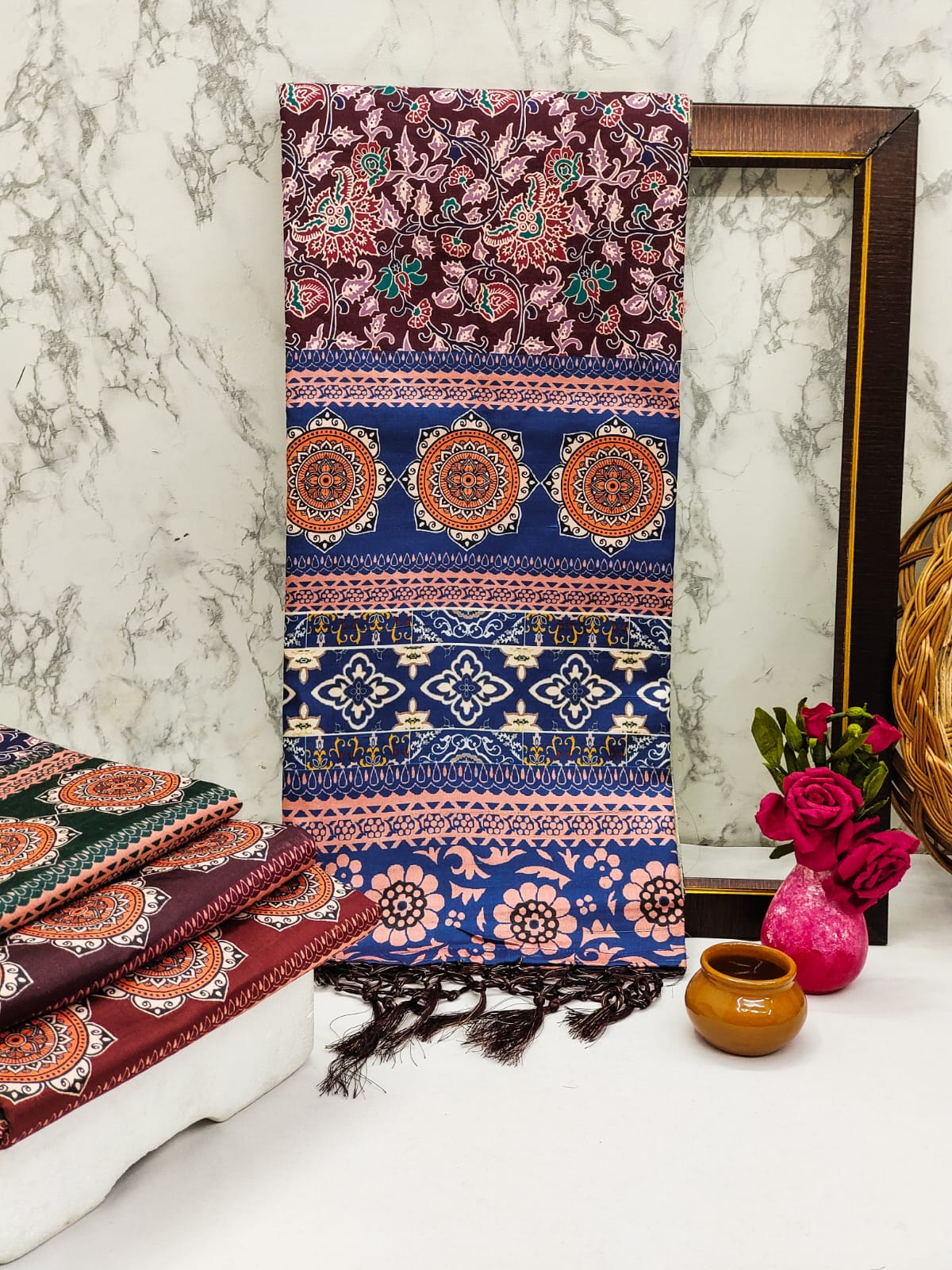 Beautiful Designer Soft Kalamkari Print Tussar Silk Saree