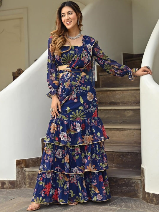 Beautiful Designer Ruffle Ready to Wear Saree saree