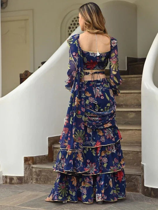 Beautiful Designer Ruffle Ready to Wear Saree saree