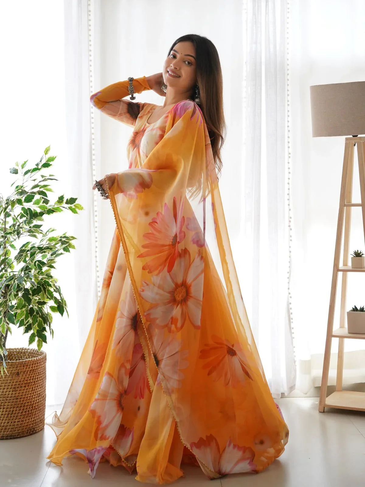 Party Wear Look Organza Taby Silk Gown