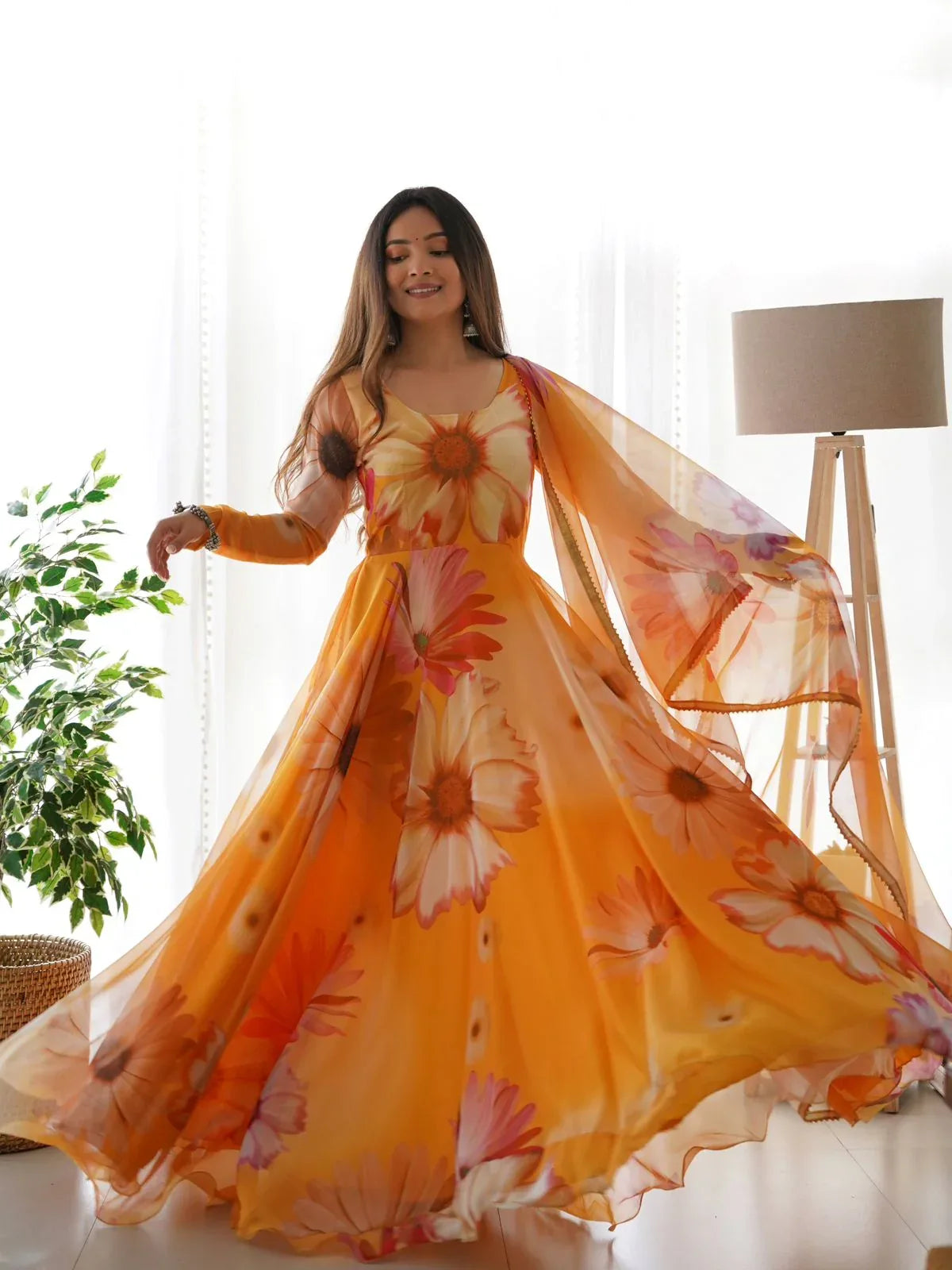 Party Wear Look Organza Taby Silk Gown