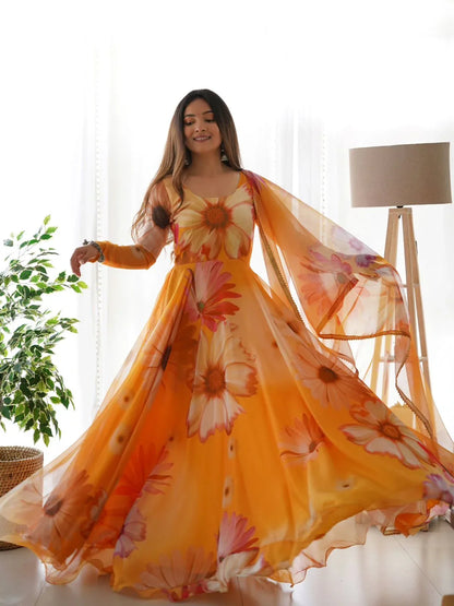 Party Wear Look Organza Taby Silk Gown