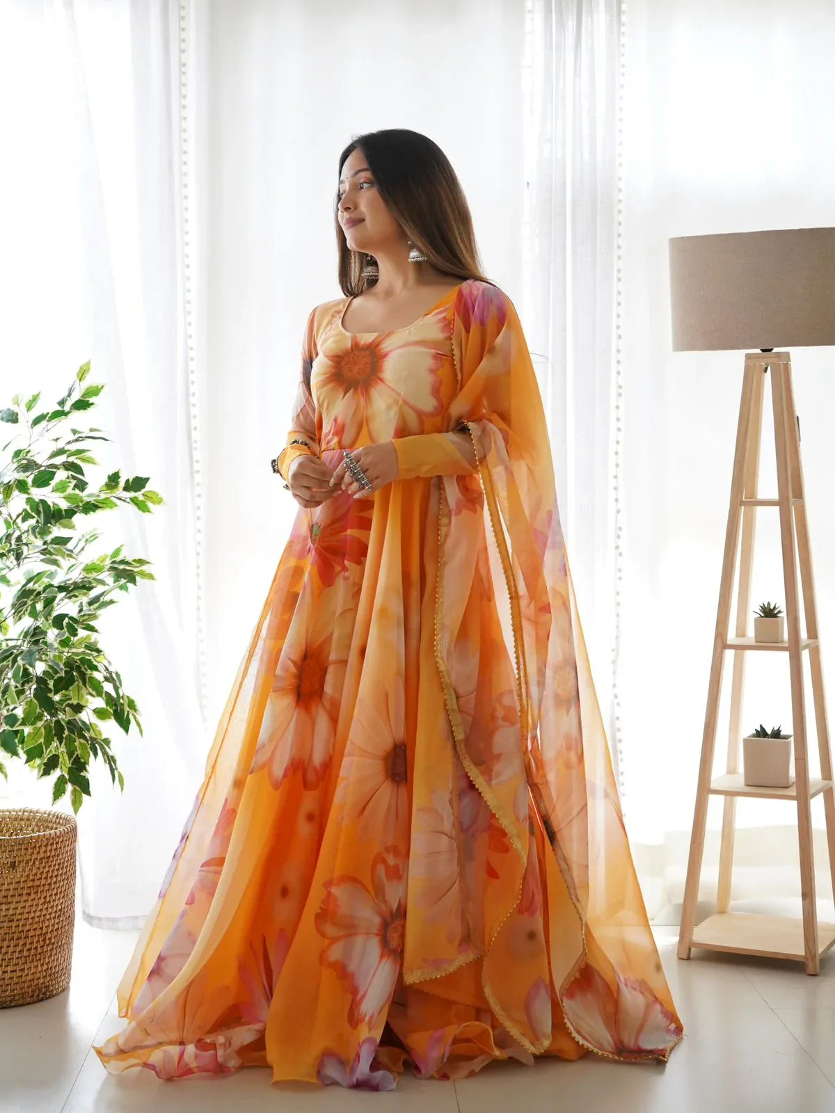 Party Wear Look Organza Taby Silk Gown