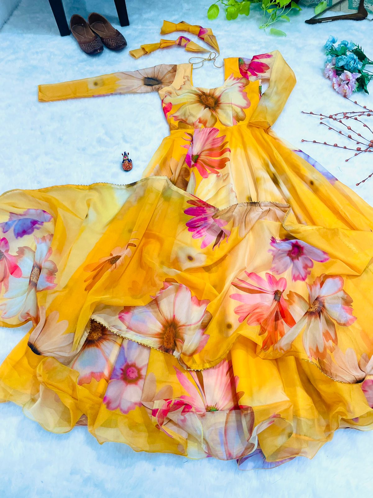 Party Wear Look Organza Taby Silk Gown