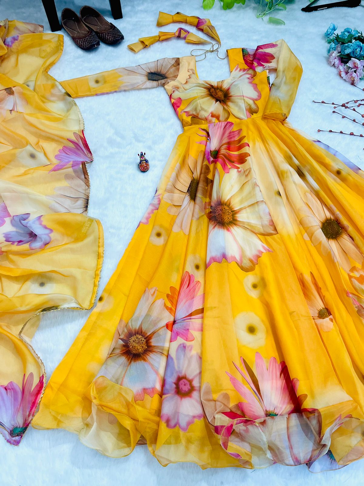 Party Wear Look Organza Taby Silk Gown